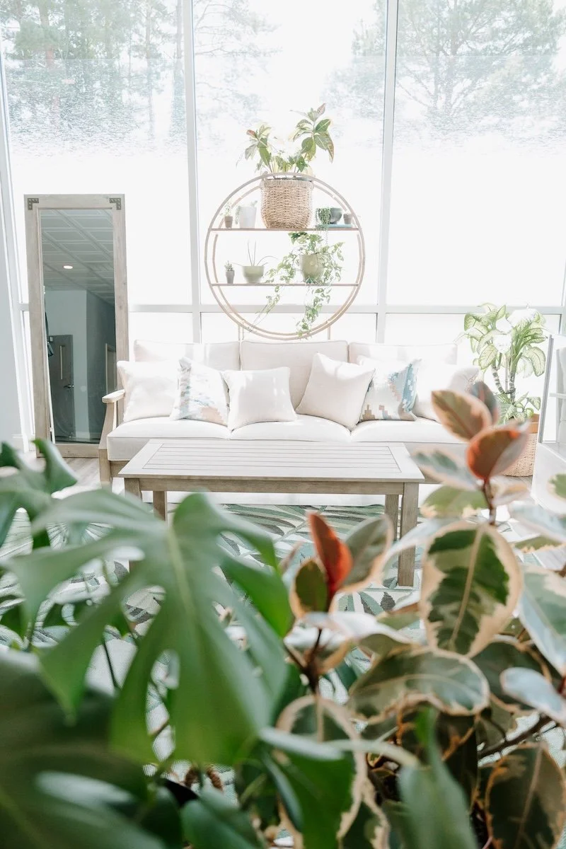 Lounge area inside Beach Boys Beach Club, the 21+ recreational cannabis shop at Beach Boys Cannabis Co. in South Portland. Our welcoming coastal-inspired space offers a relaxed shopping experience featuring premium recreational cannabis products from