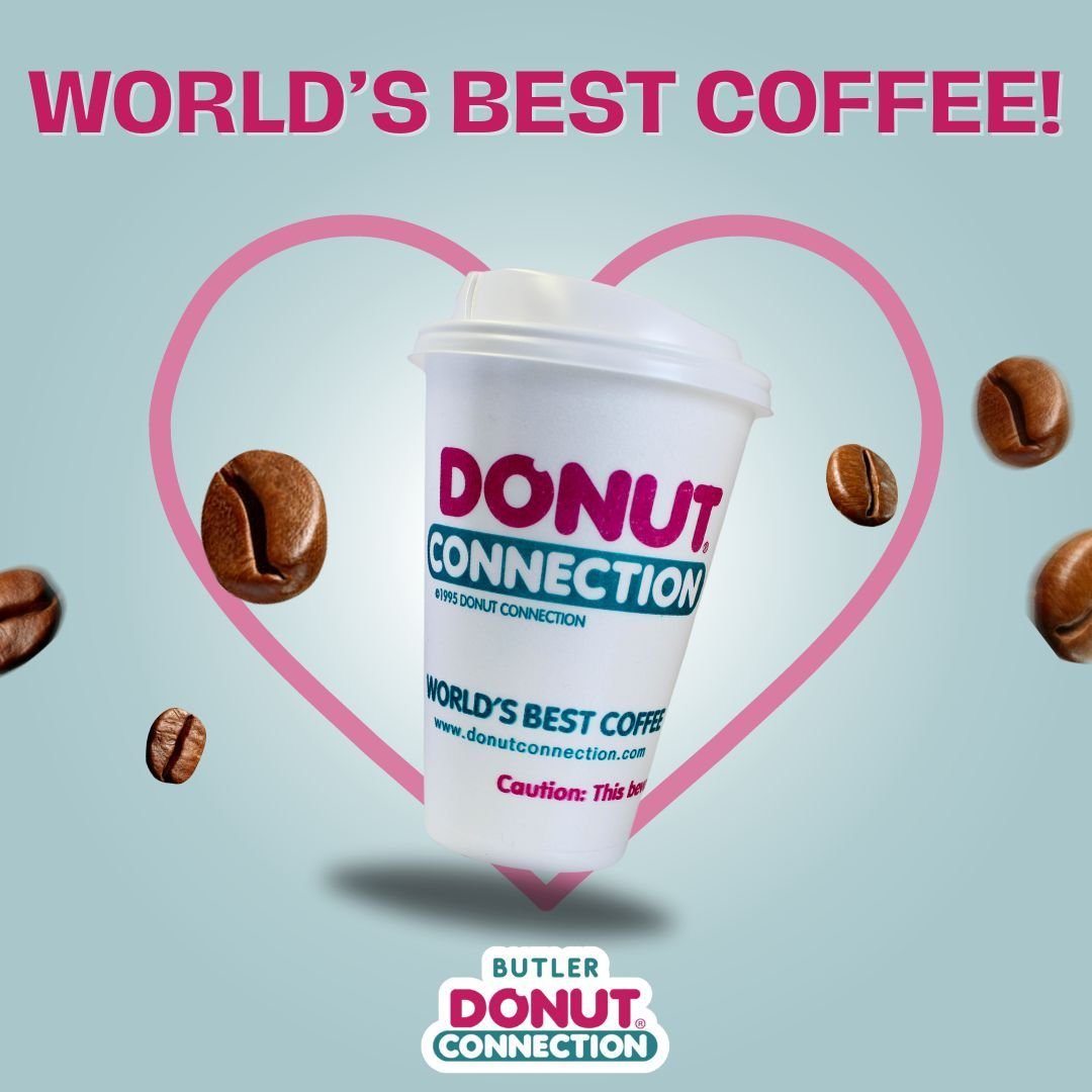 Do you need an extra boost for the day? Stop in and get a cup of the World&rsquo;s Best Coffee! It will add a pep to your step.
Hours:
Mon-Sat: 6:00 AM - 2:00 PM
Sub: 6:00 AM - 1:30 PM
#DonutConnection #ButlerDonutConnection #WorldsBestCoffee #Coffee