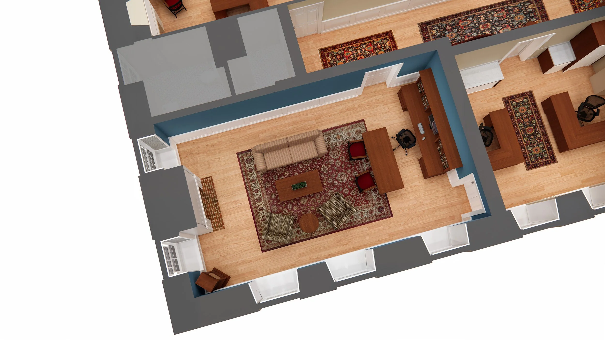 3D Rendered view of a Typical Private Office 