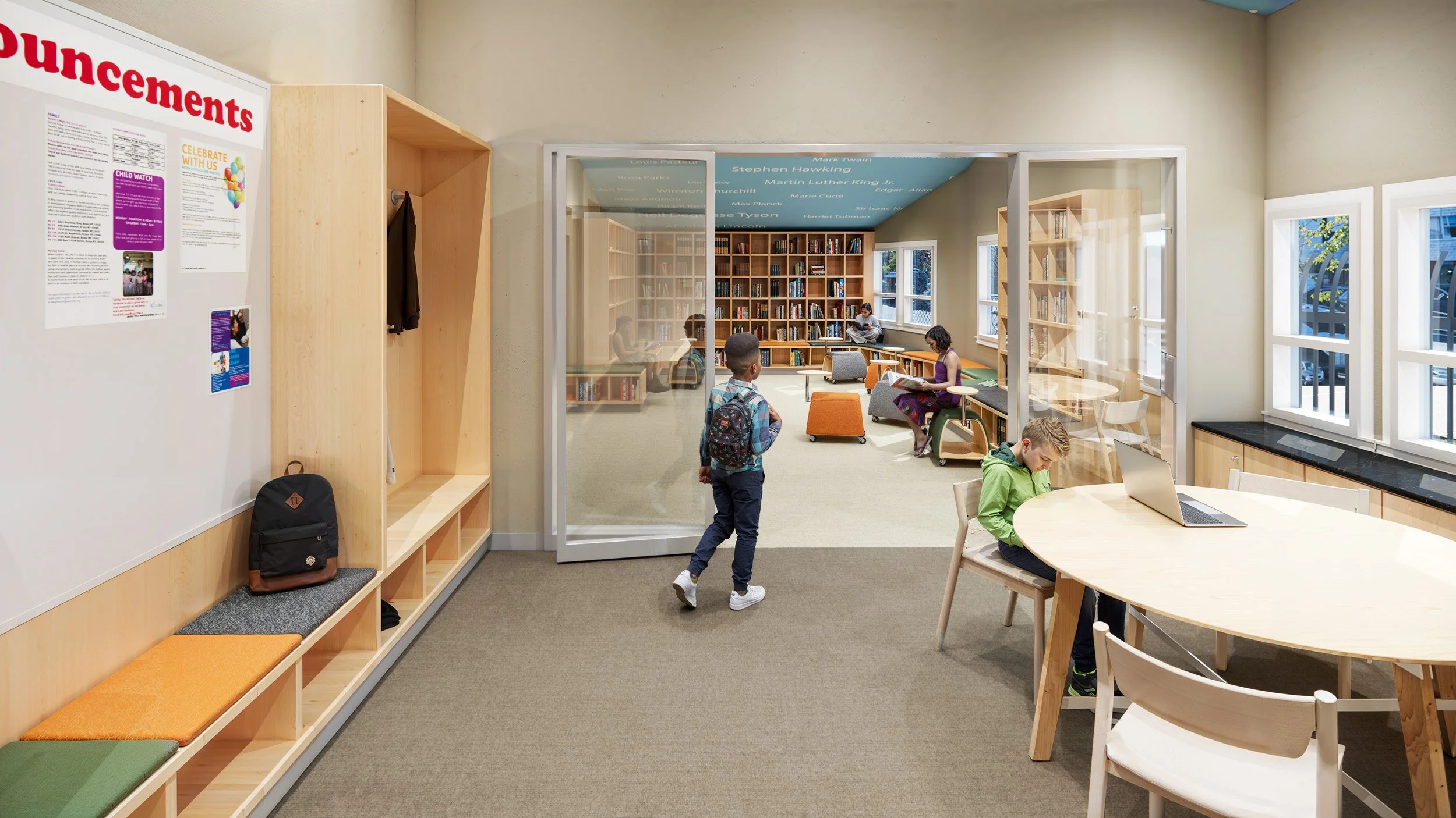 Reception Desk and Storage Cubbies