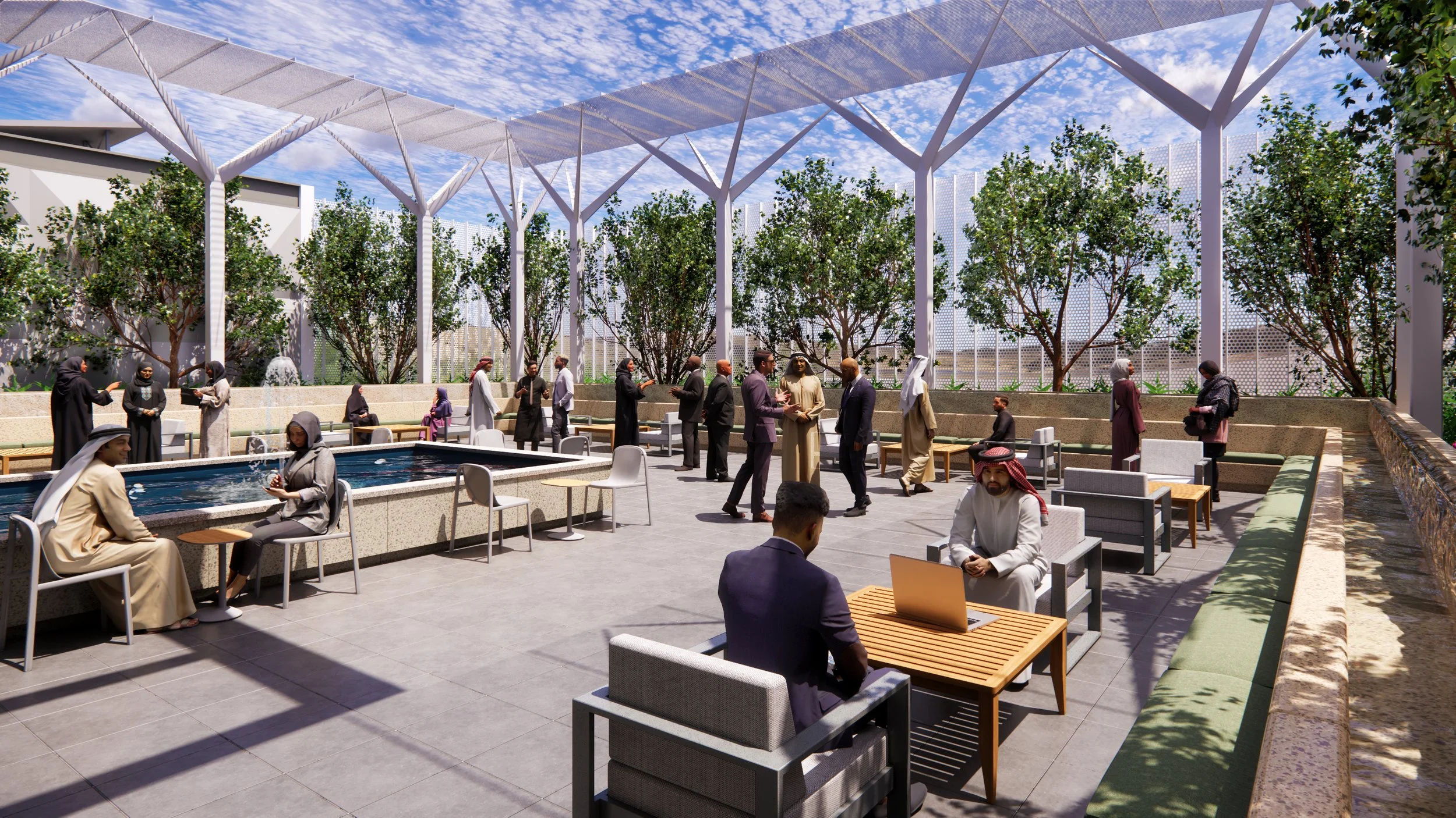 Courtyard Visitor Oasis at Daytime