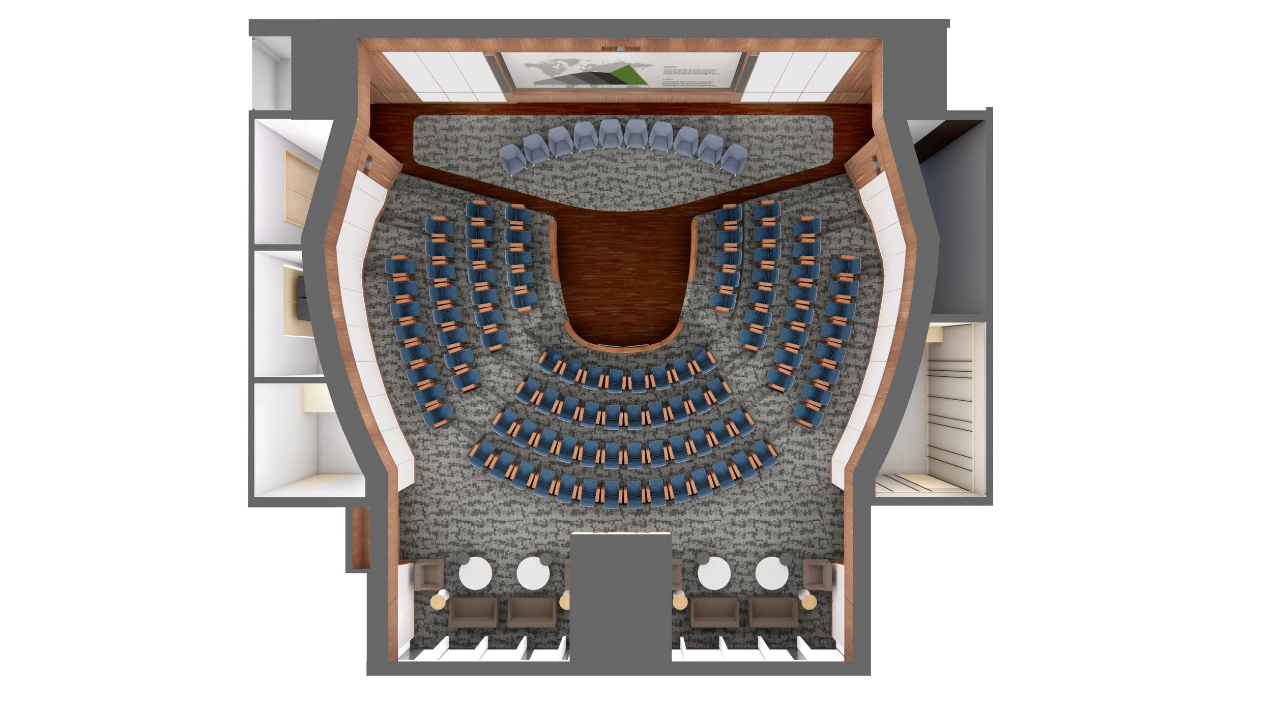Overhead View of the Auditorium Configured with (10) Lounge Seats for Symposium