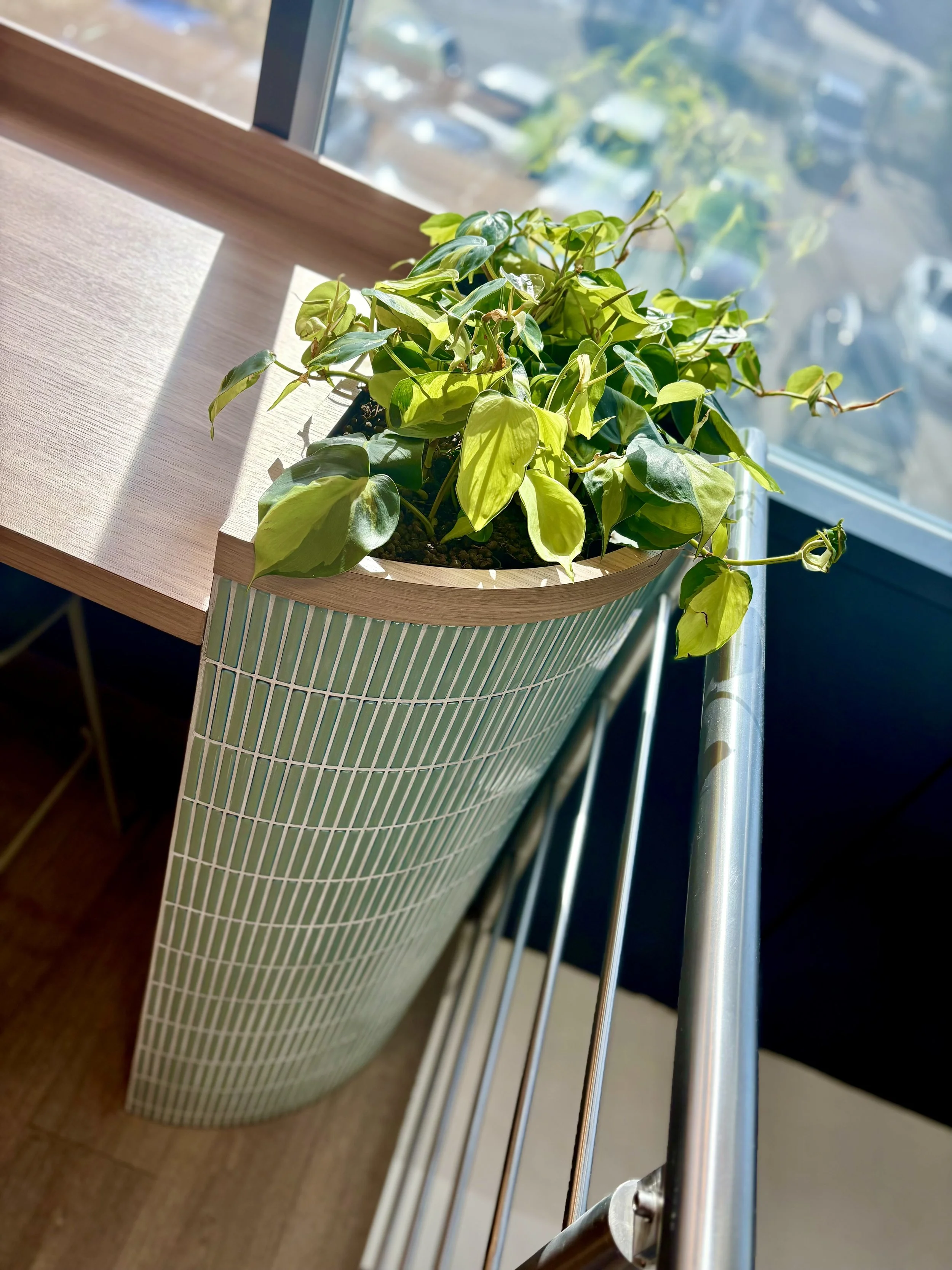 BRITA uk office design claybrook studio tiled planter for end of desk