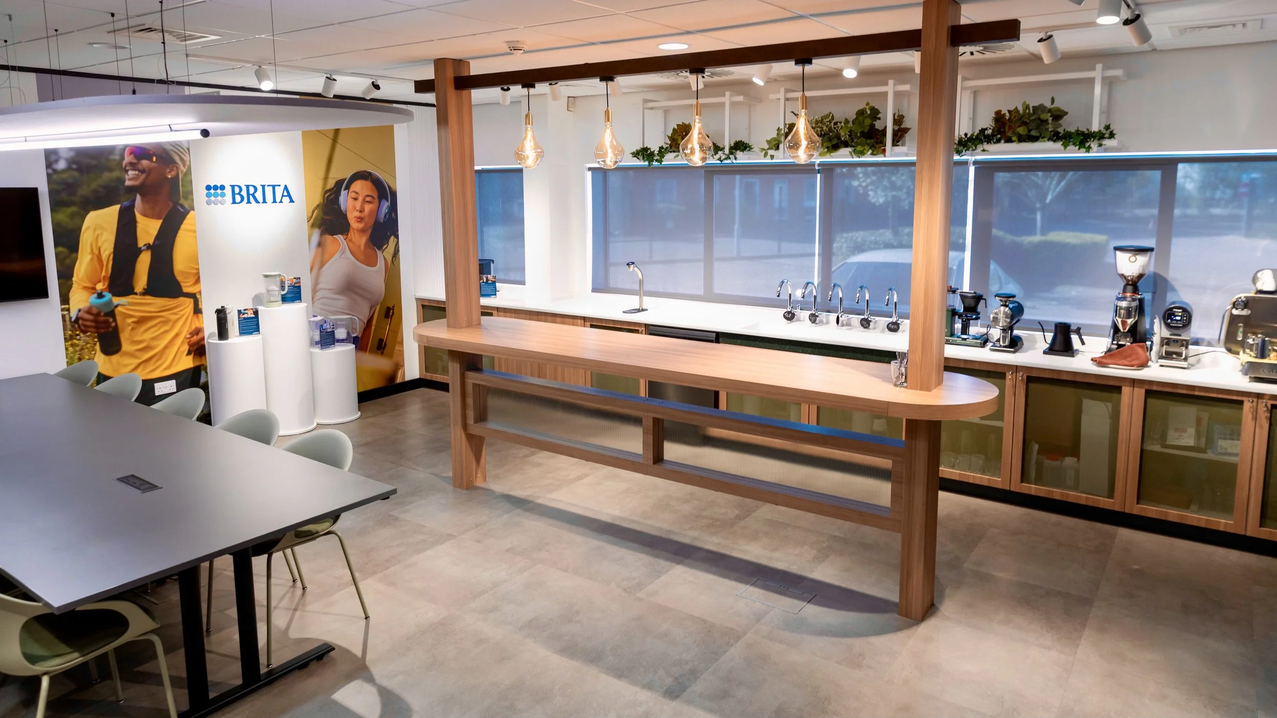 BRITA UK head office design with Experiential Showroom and coffee and water tasting station