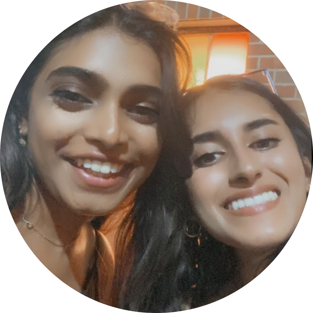 Rhea Thomas and fellow ChangeMaker Sanjana Gangadharan smiling together.