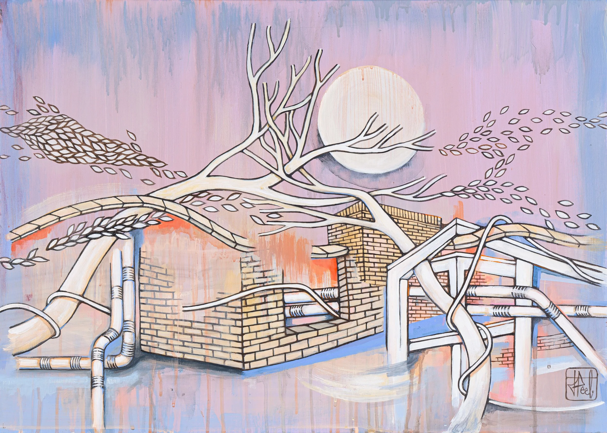 WE DANCED UNTIL THE DAWN // Jo Peel with Morris Morris Club // Acrylic on Canvas // 50 x 70 cm 