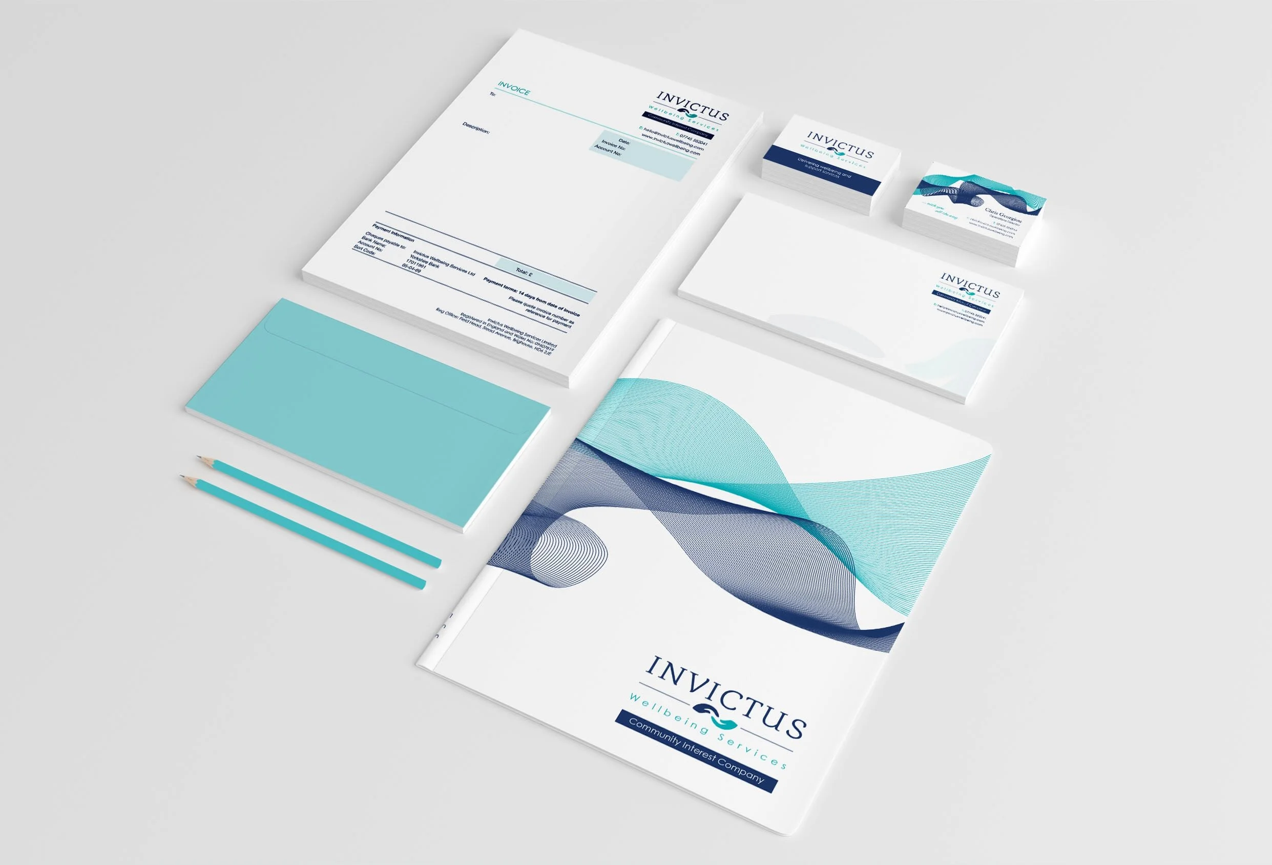 Invictus branding stationery