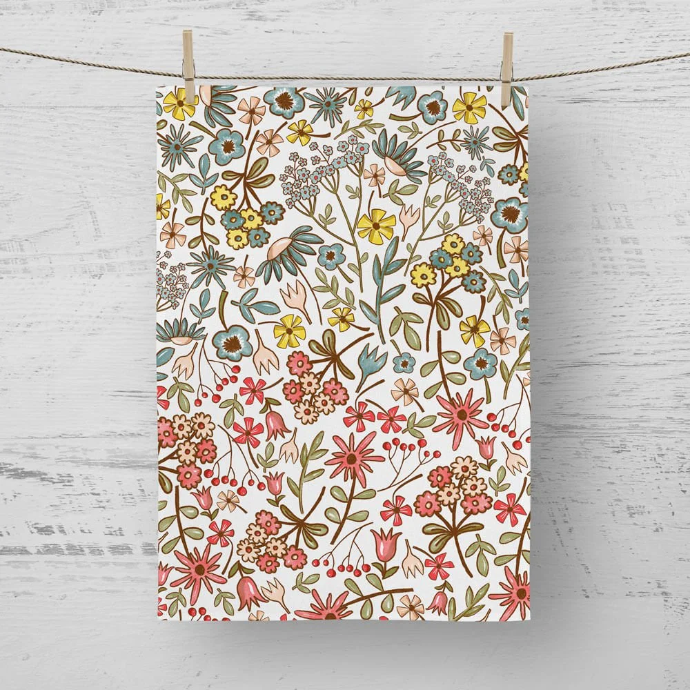 Large Floral Tea Towel