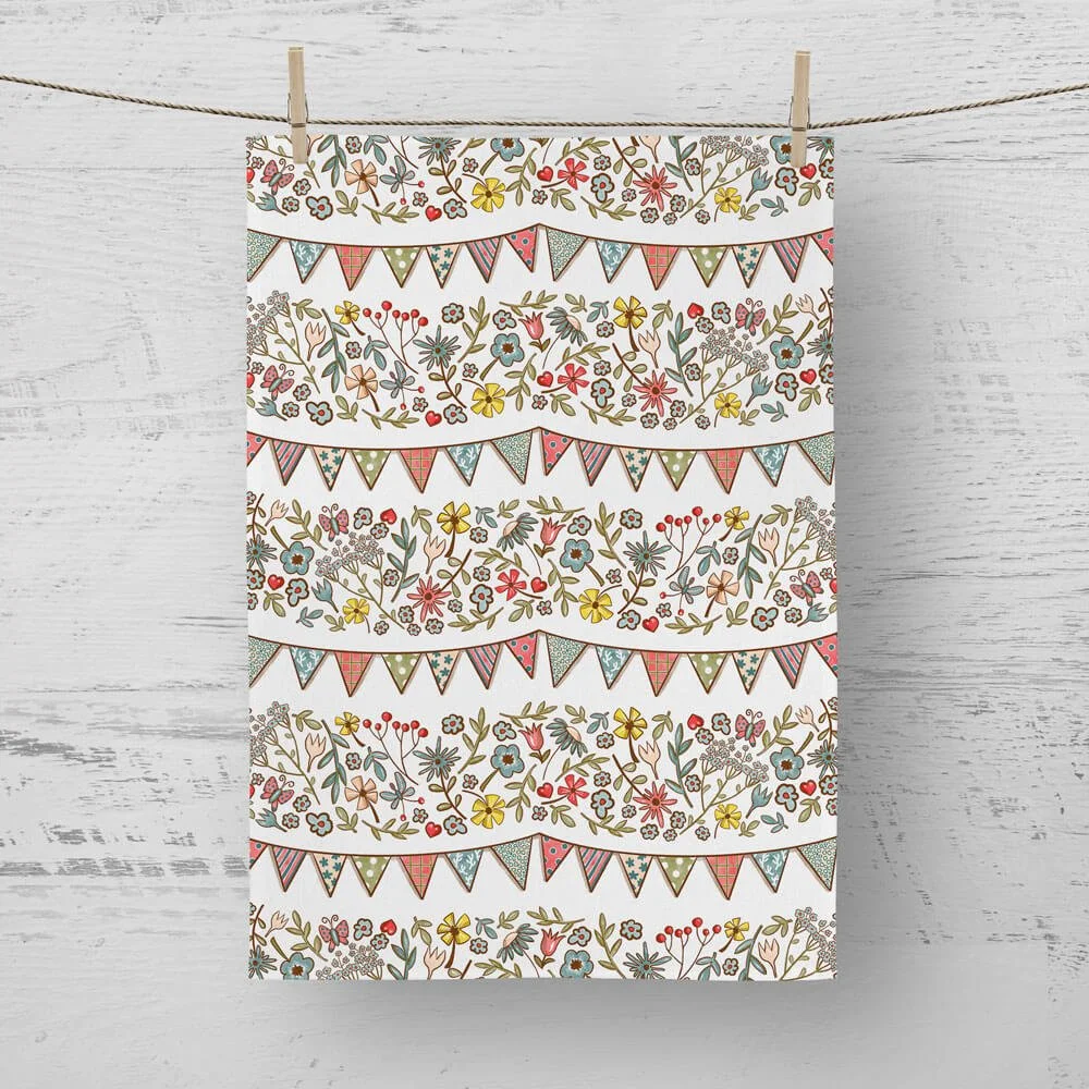 Floral Bunting Tea Towel