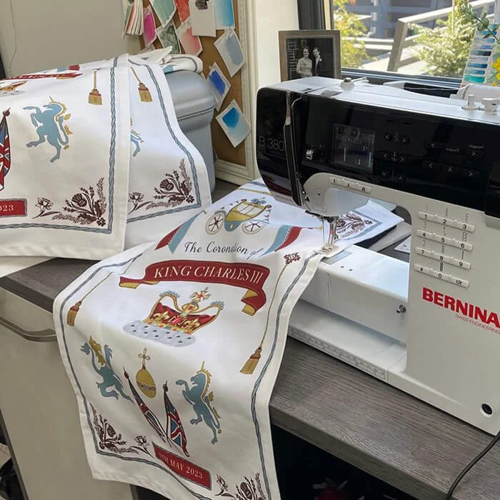 Coronation tea towels sewing hand made