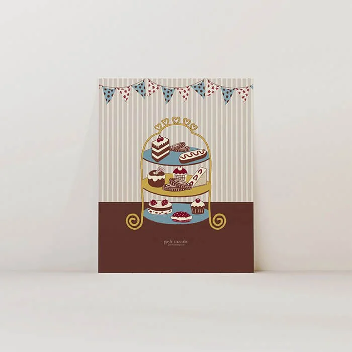 Cafe cake stand wall print