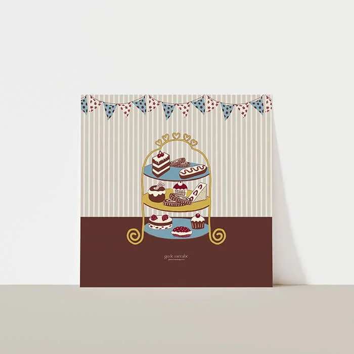 Cake stand bunting art