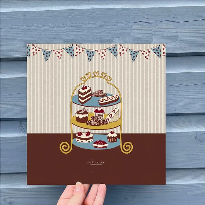 Whimiscal Cake Stand for cafe Wall Art Print