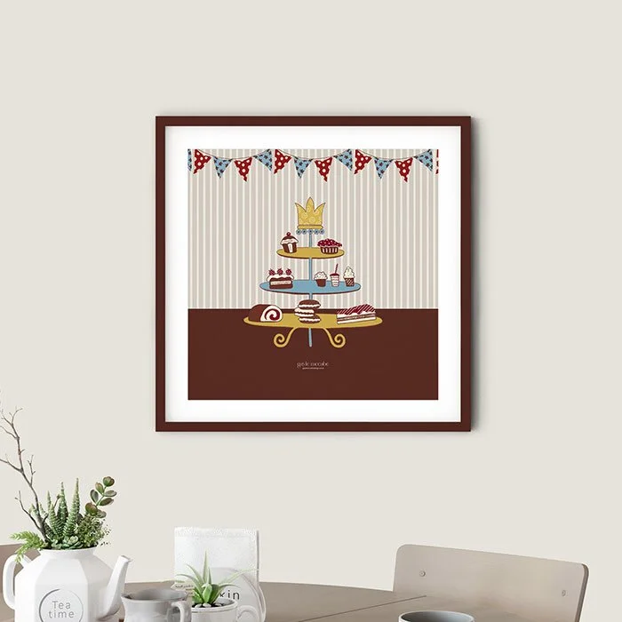 Cake Stand With Crown Wall Art Print
