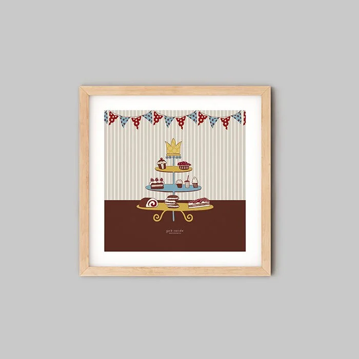 Pastry cake stand wall print