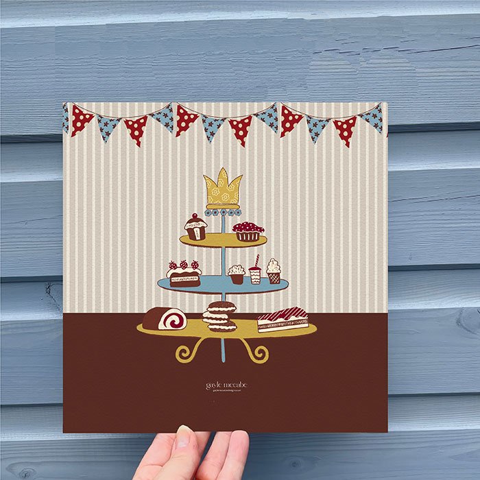 Cakes on a stand vintage wall art