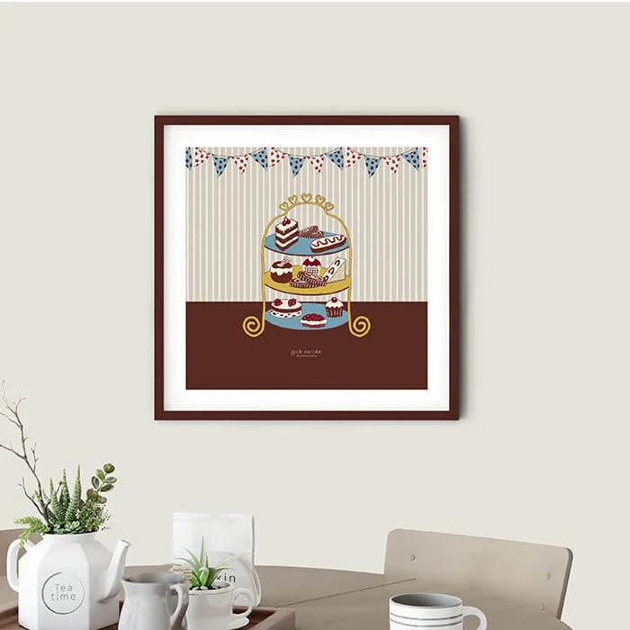 Cake Stand With Bunting Wall Art Print