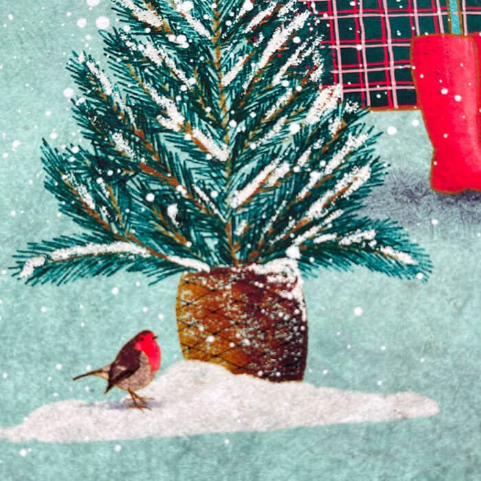 Winter Christmas robin wall image
