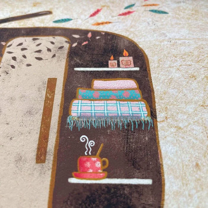 Autumn caravan wall print