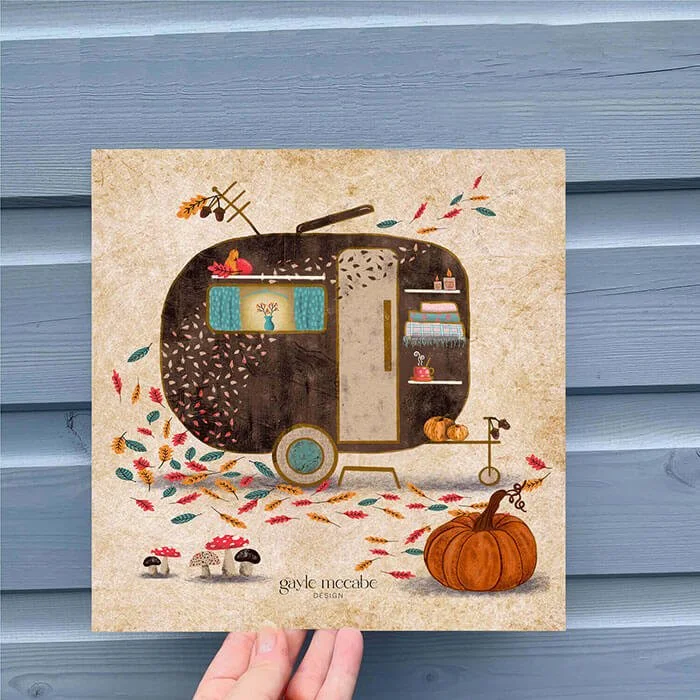 Autumn fall caravan print