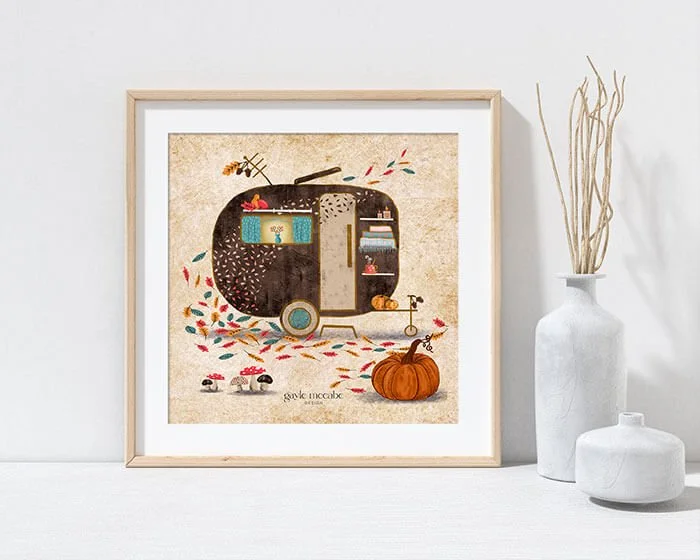 Vintage Caravan Autumn Art Print