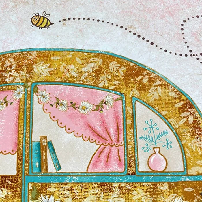 Hand drawn bee wall art