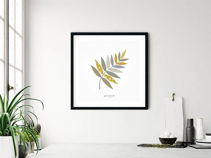 Square modern leaf wall art