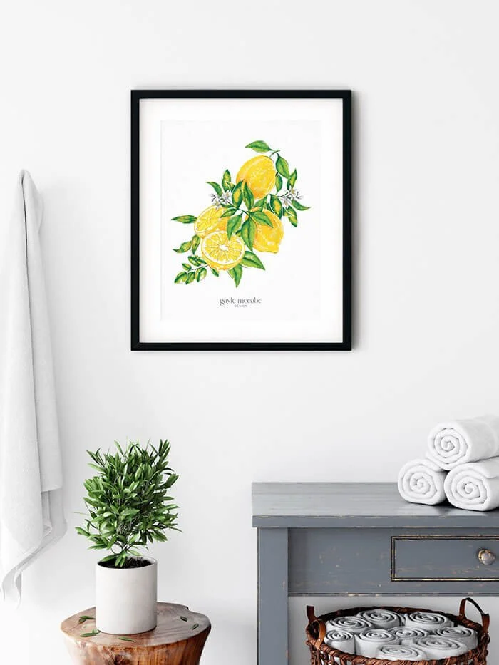 Kitchen lemons wall print