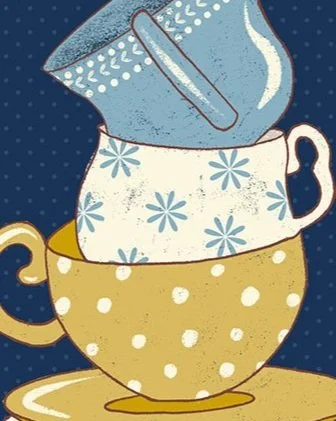 vintage textured teacup and saucer art print