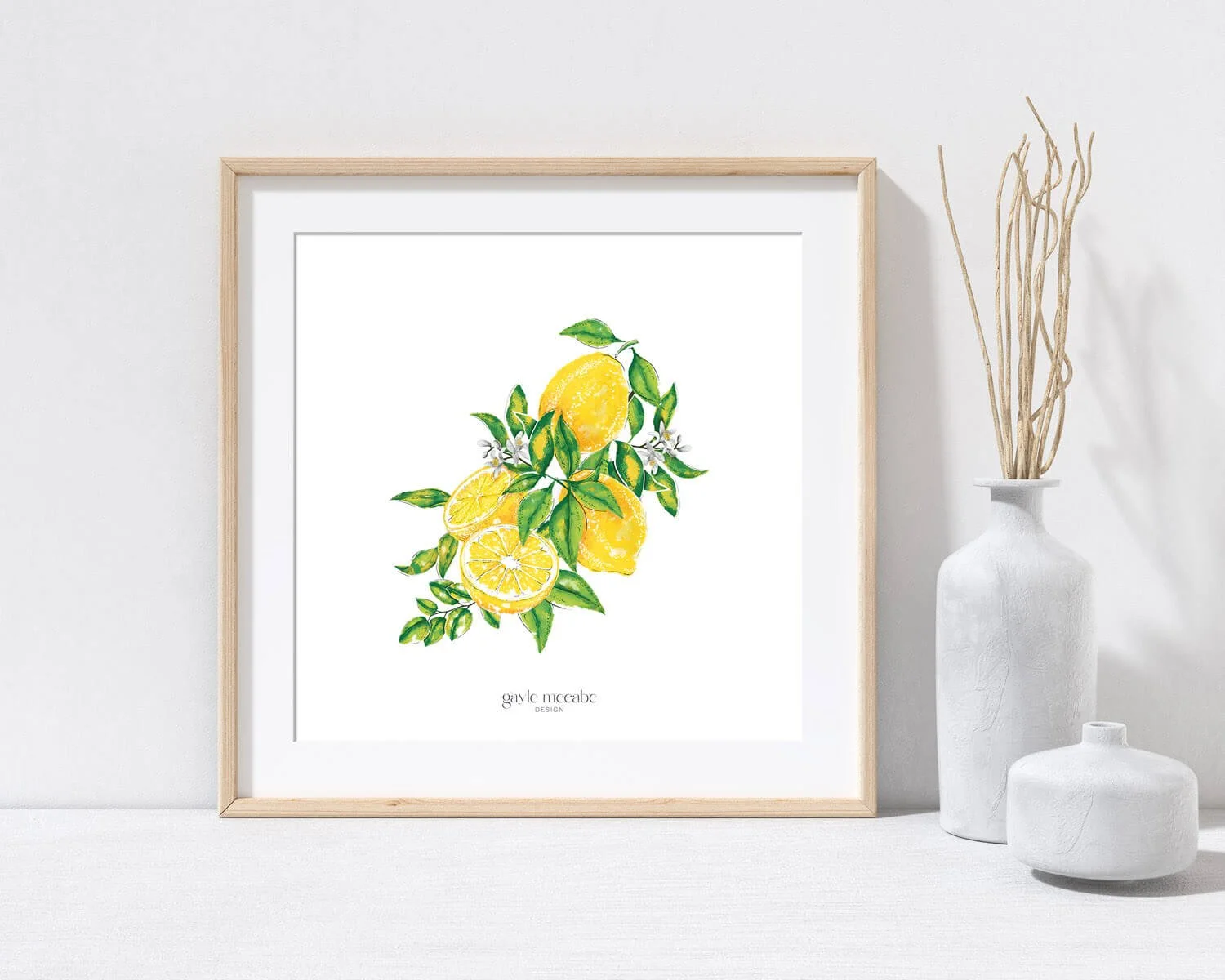 Watercolour Lemons Wall Art Decor print