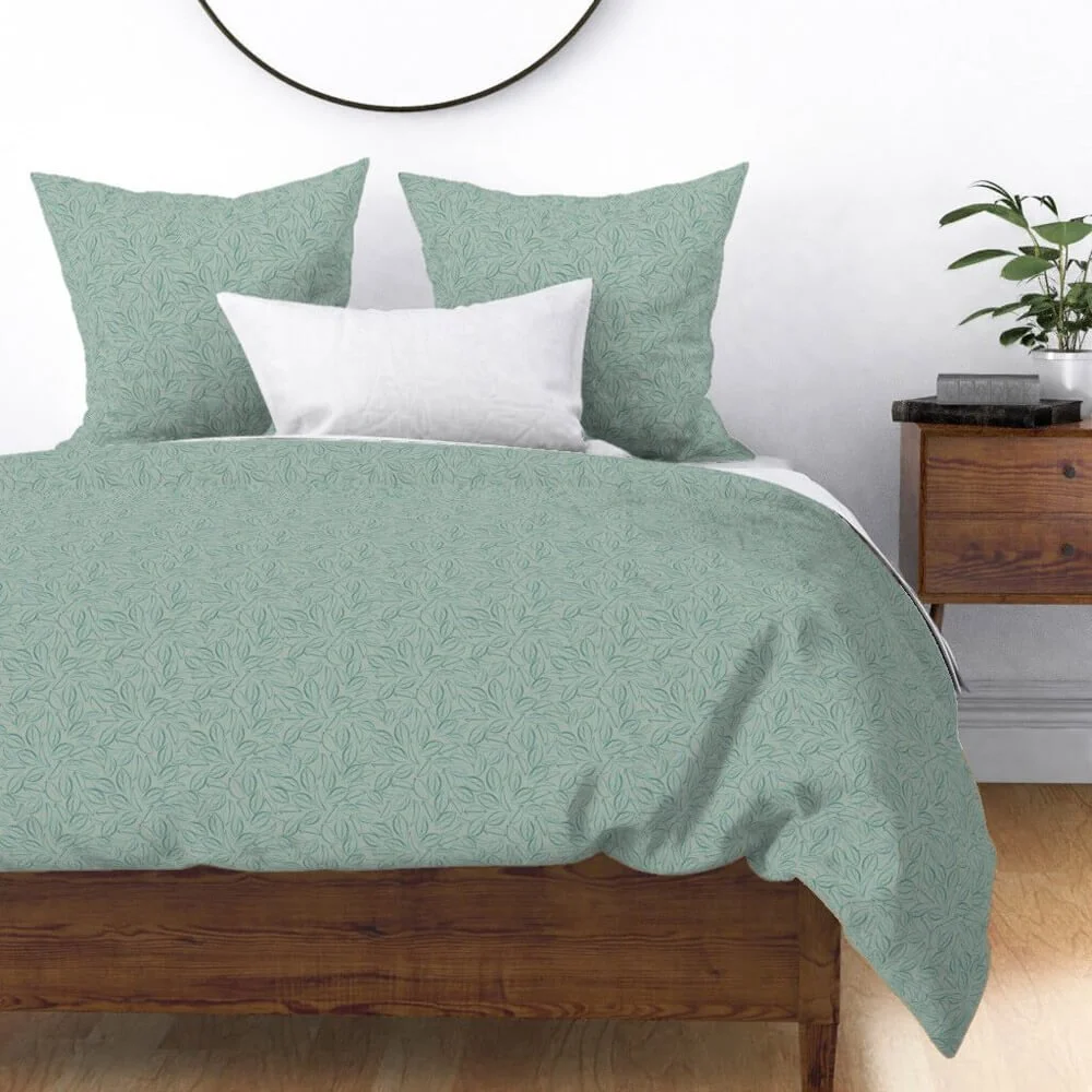 Pretty florals sage green leaves Duvet Cover bygaylemccabe