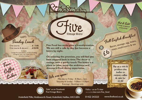 Five Bistro menu