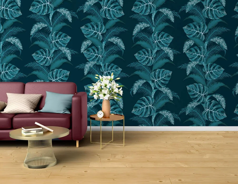 JUNGLE LEAF STRIPE WALLPAPER