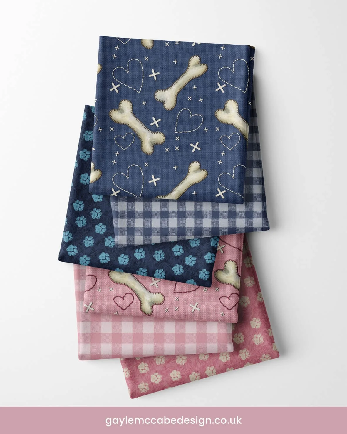 Cute dog bones on gingham with a stitched detailing