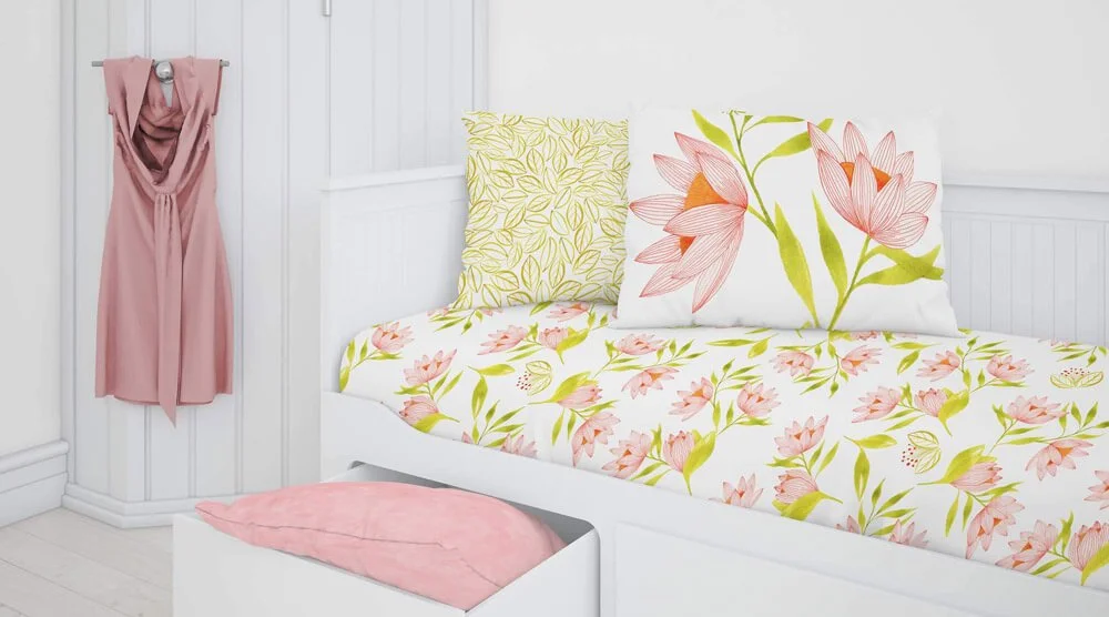 Pretty pink florals large Fabric bygaylemccabe