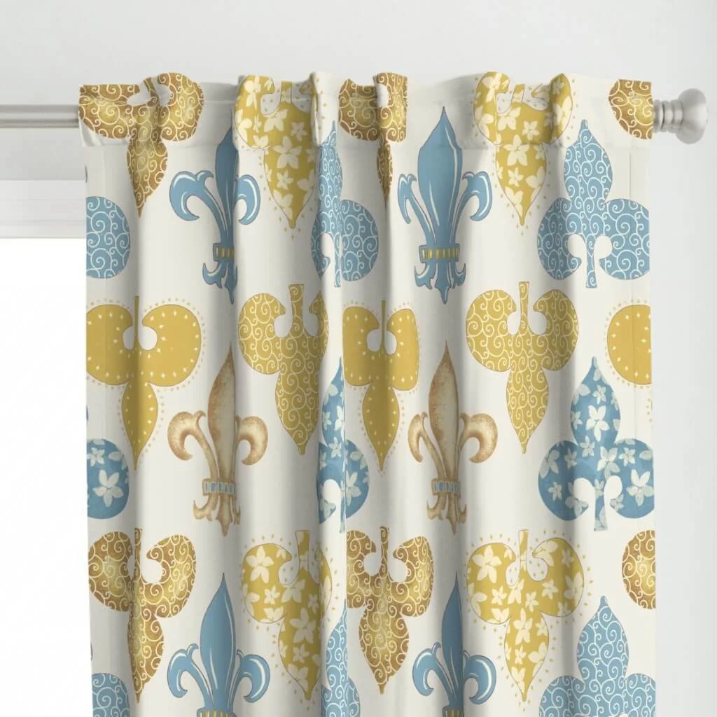 Spoonflower Coronation Collection fleur de lys curtains