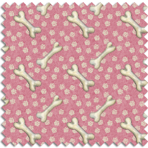 Pink background with cream dog bones and paw prints