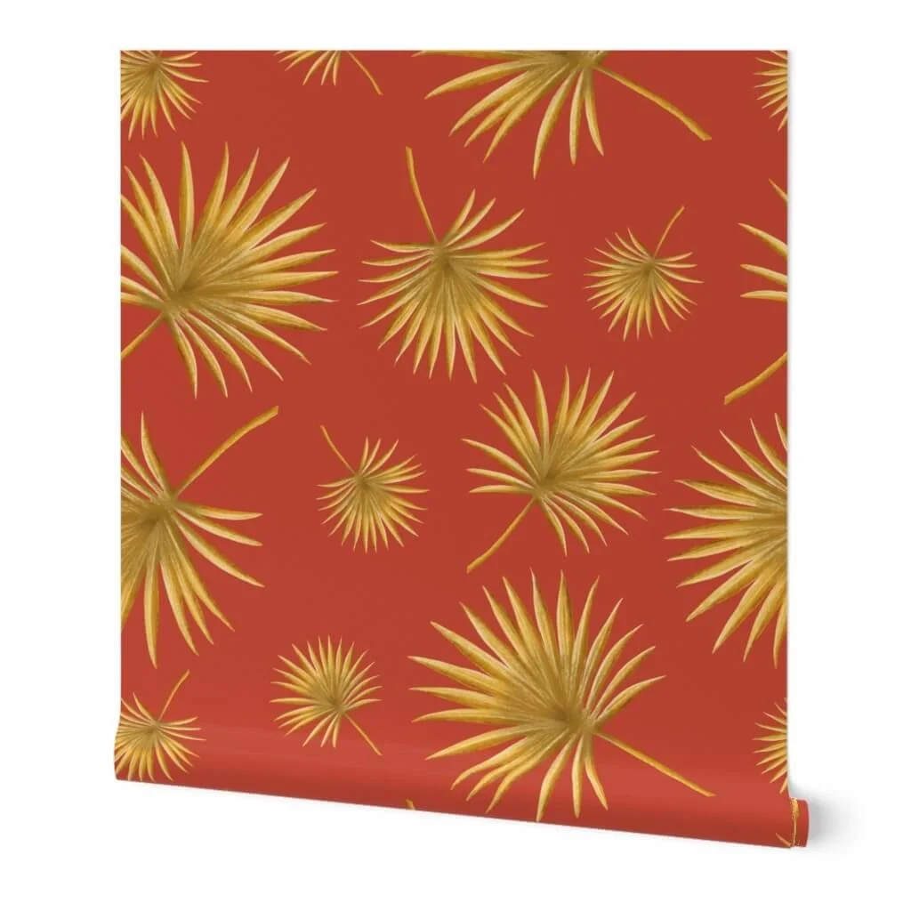 Jungle Leaf Sunset in Terracotta and gold