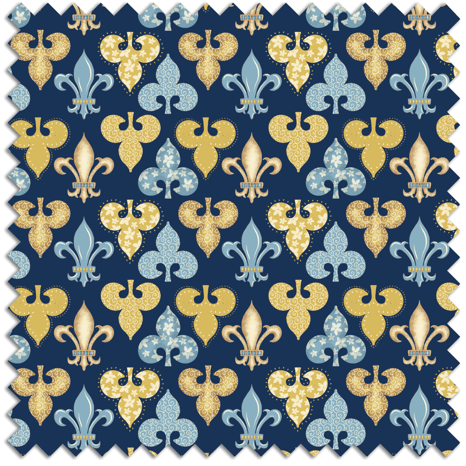 Spoonflower Coronation Collection navy fleur de lys