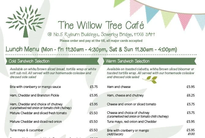 Willow Tree Cafe menu