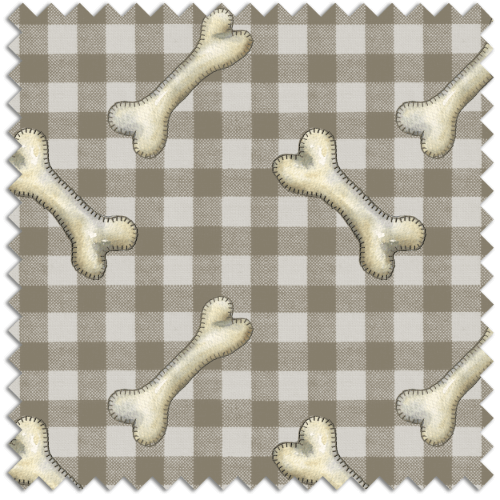 beige check with cream dog bones