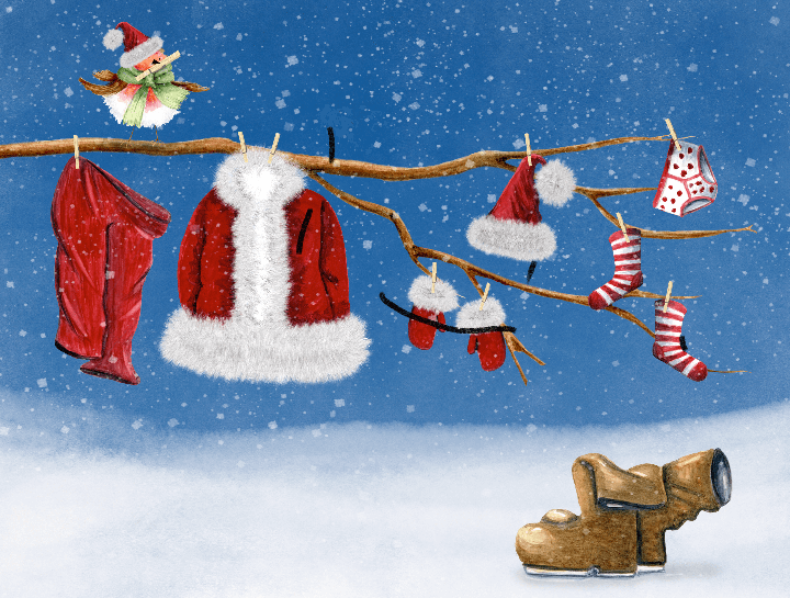 Santa's clothes on a washing line