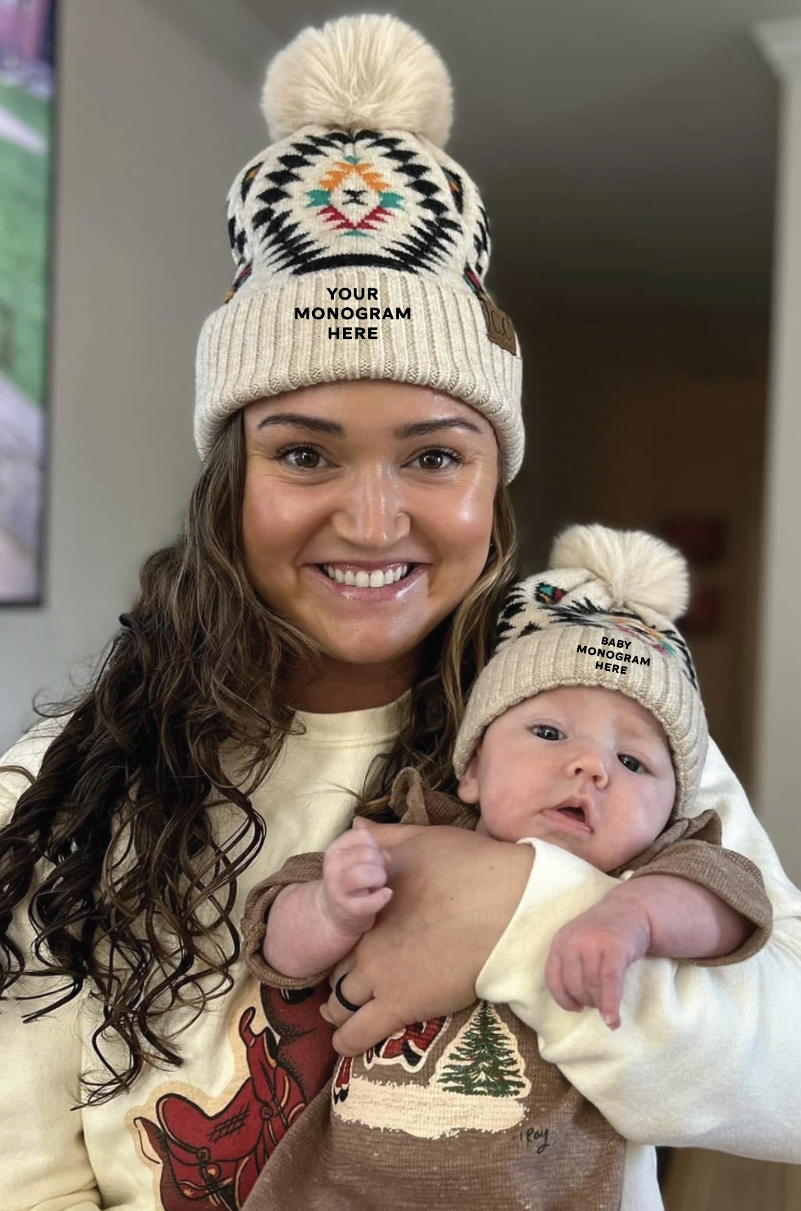 Mommy & Baby Matching Aztec Beanie SET