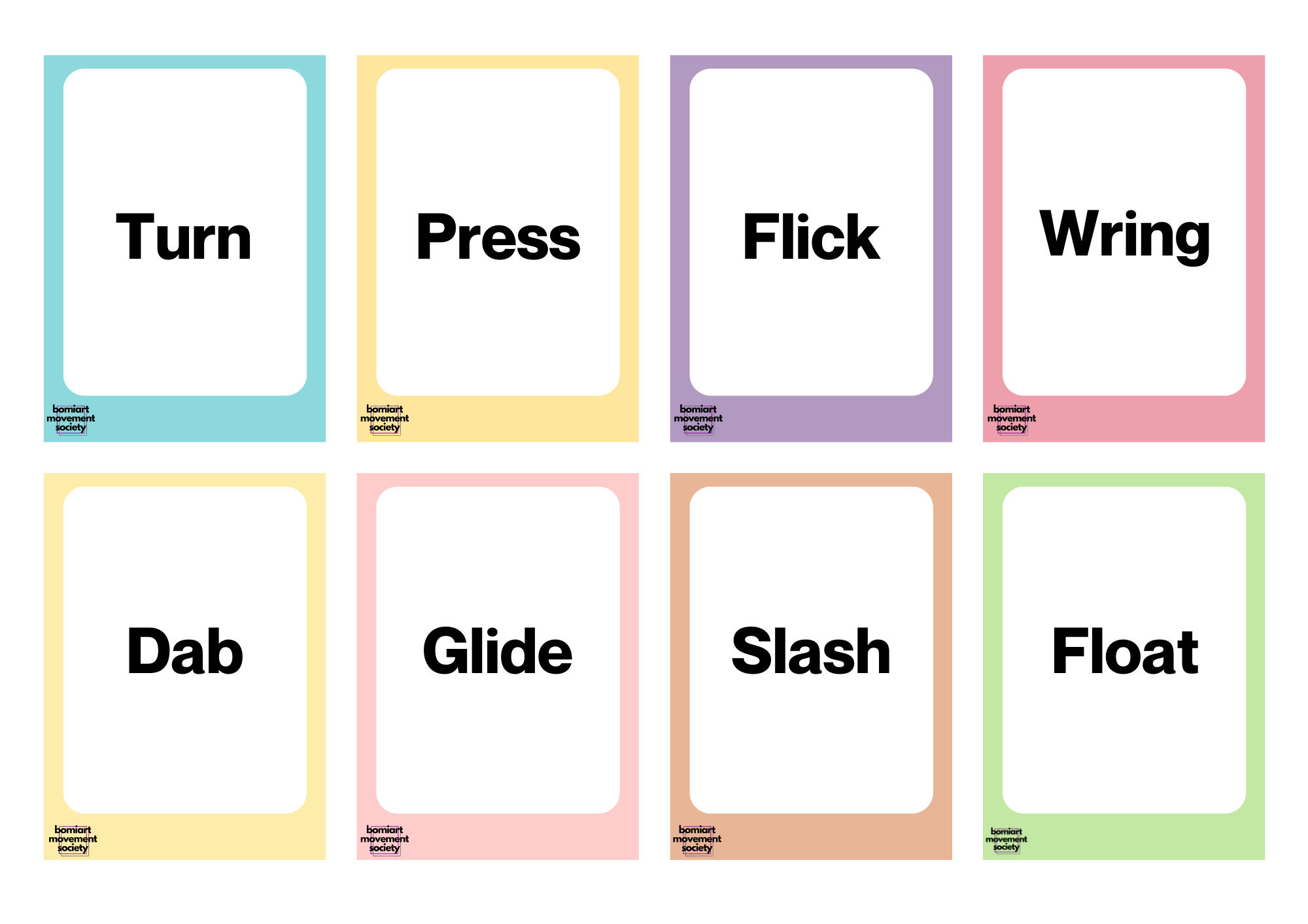 Dance Routine Task Cards Elements of Dance Activity Cards — Bomiart Movement Society