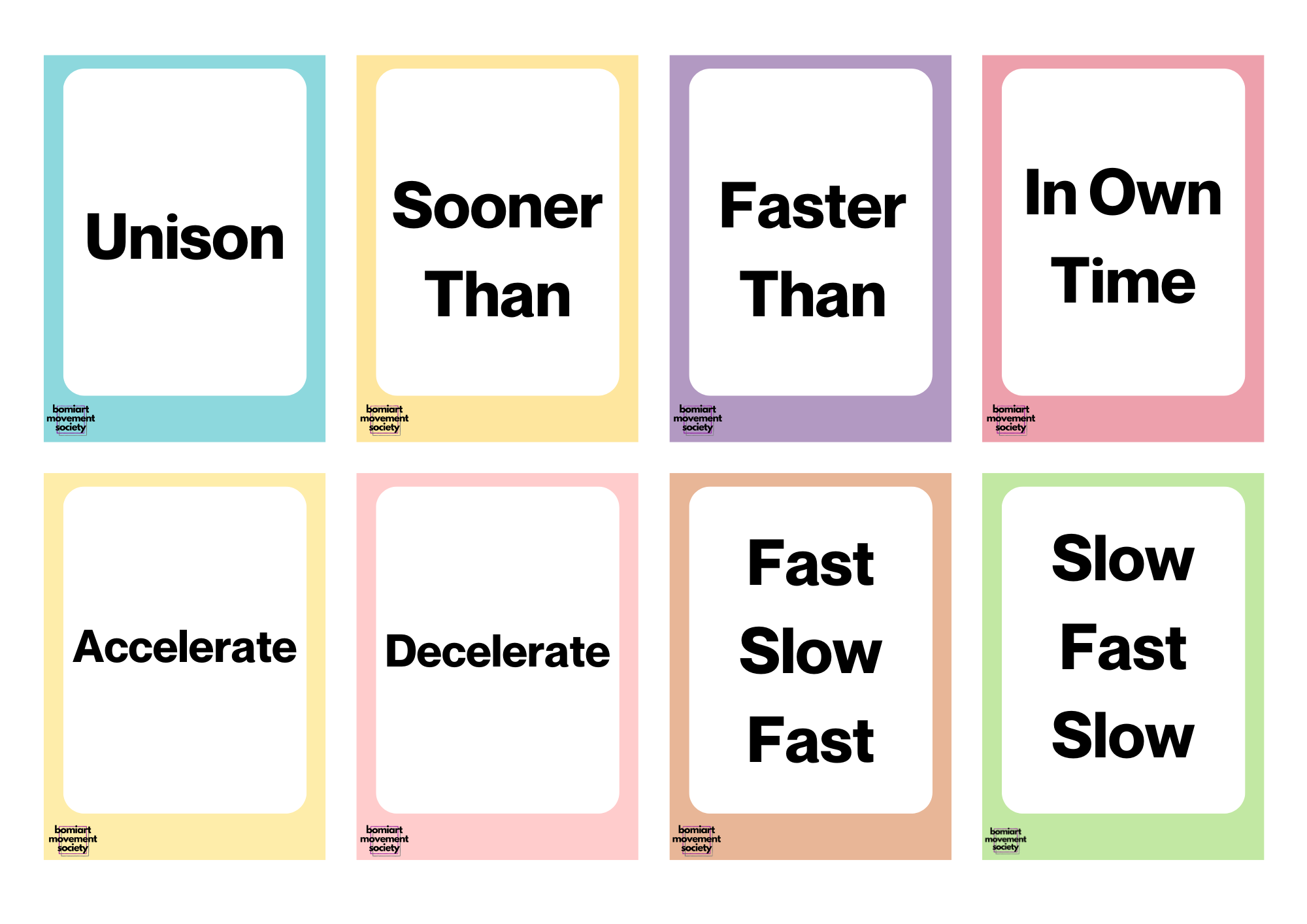 Dance Routine Task Cards Elements of Dance Activity Cards — Bomiart Movement Society