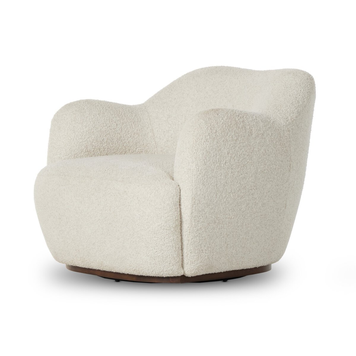 Julius Swivel Chair in Sheldon Ivory – Soft Textured Fabric Accent Chair