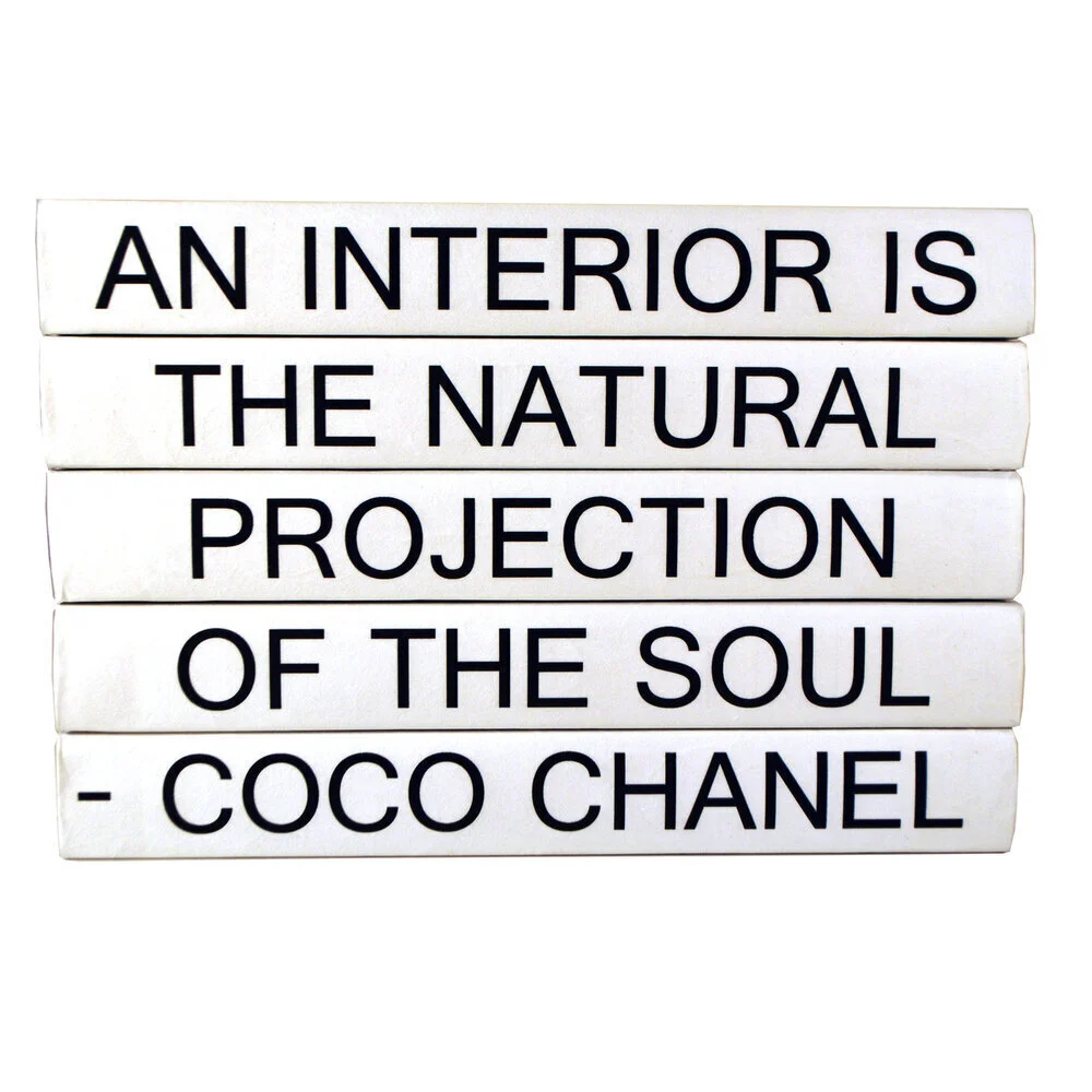 5 VOL. COCO CHANEL "AN INTERIOR IS..." QUOTE / BLACK COVERS - Alexandra Lauren Home Collection