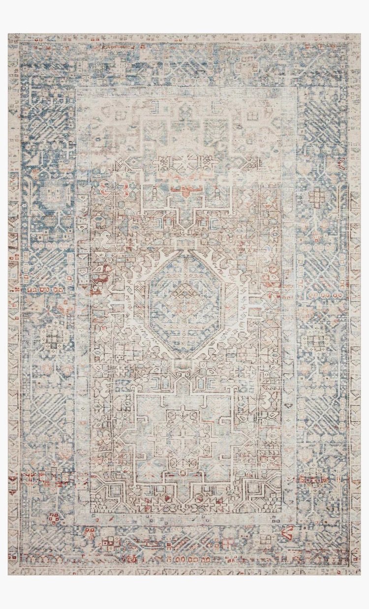 JULES COLLECTION FLOOR RUG - NATURAL/OCEAN - Alexandra Lauren Home Collection