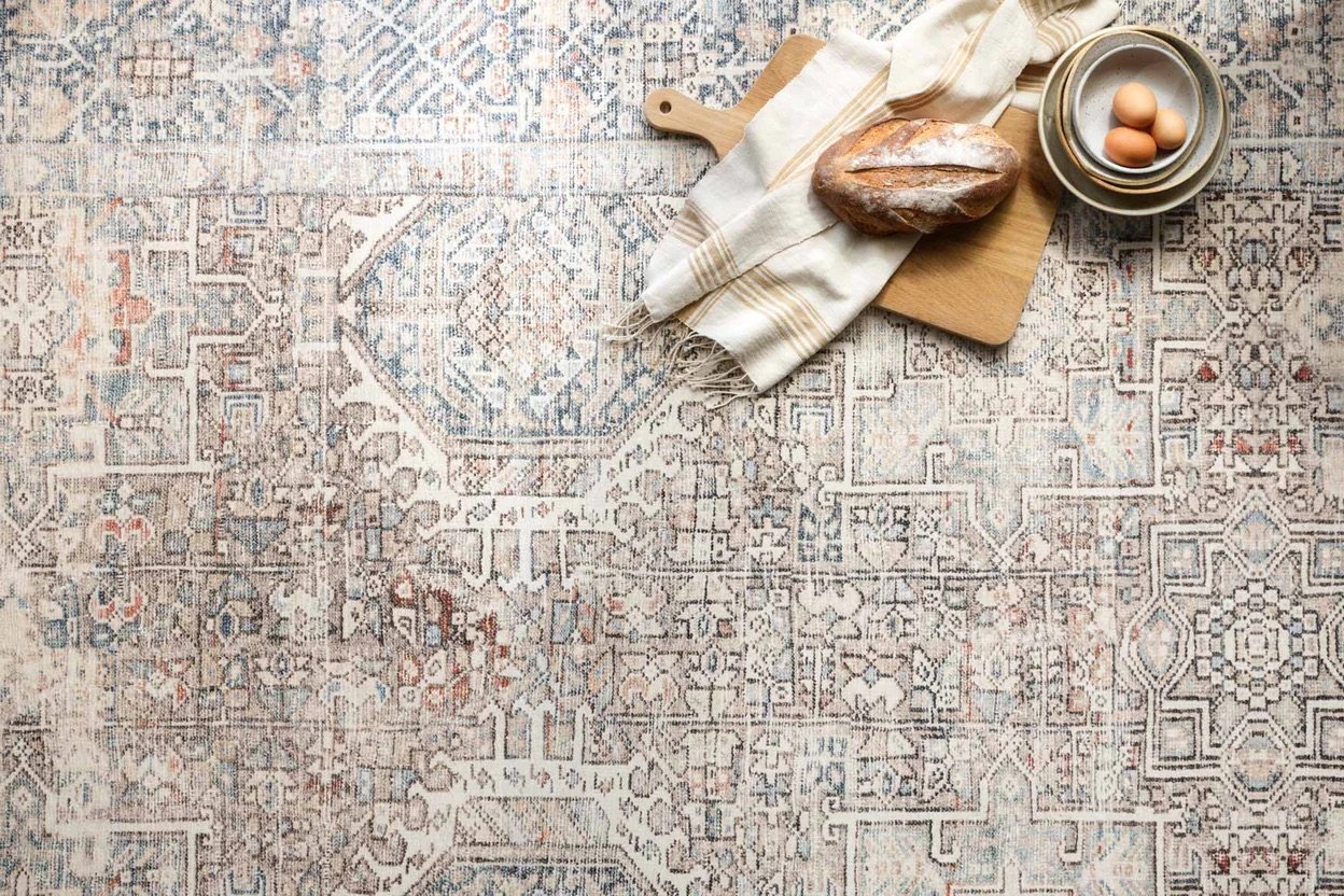 JULES COLLECTION FLOOR RUG - NATURAL/OCEAN - Alexandra Lauren Home Collection