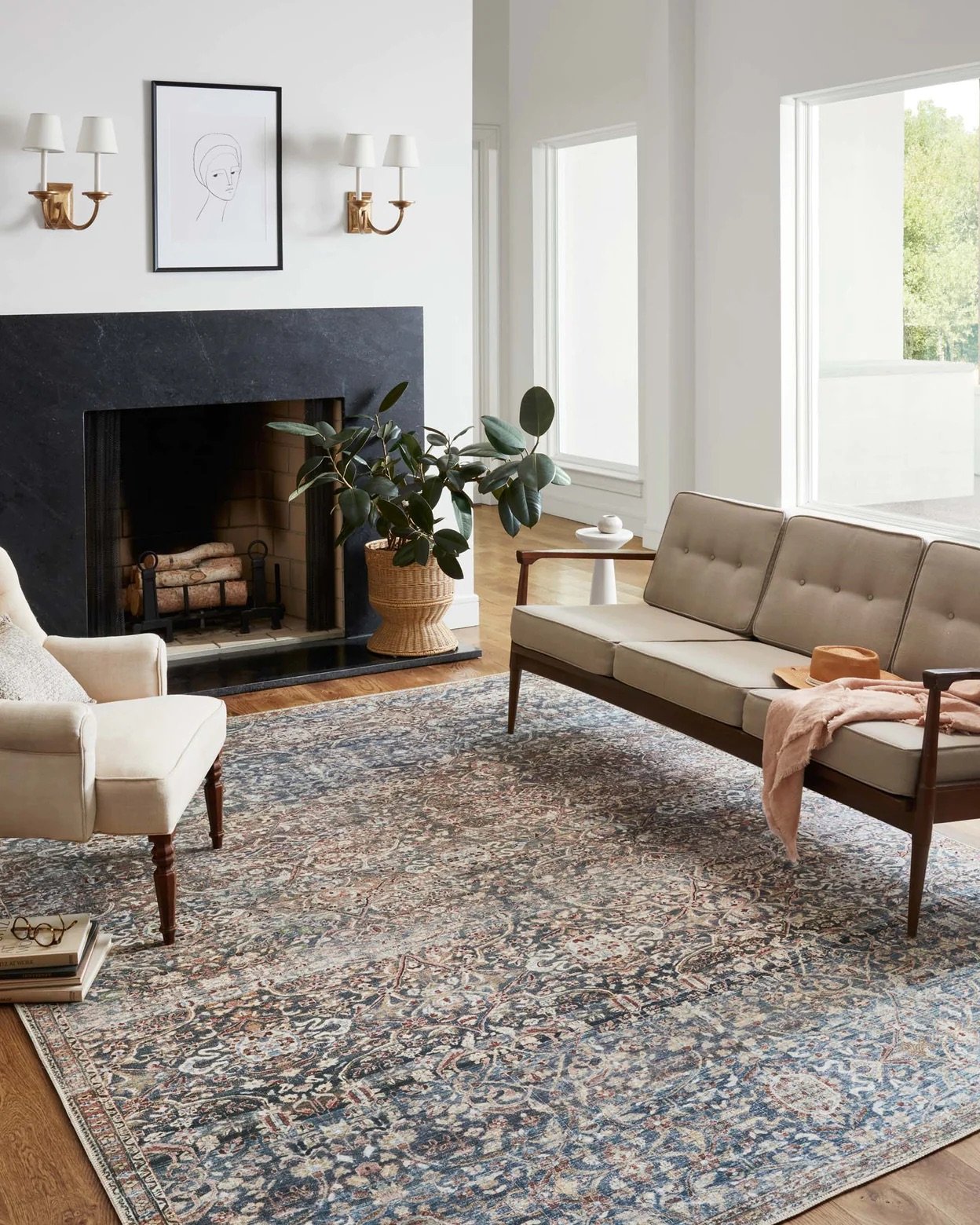 JULES COLLECTION FLOOR RUG - DENIM/SPICE - Alexandra Lauren Home Collection